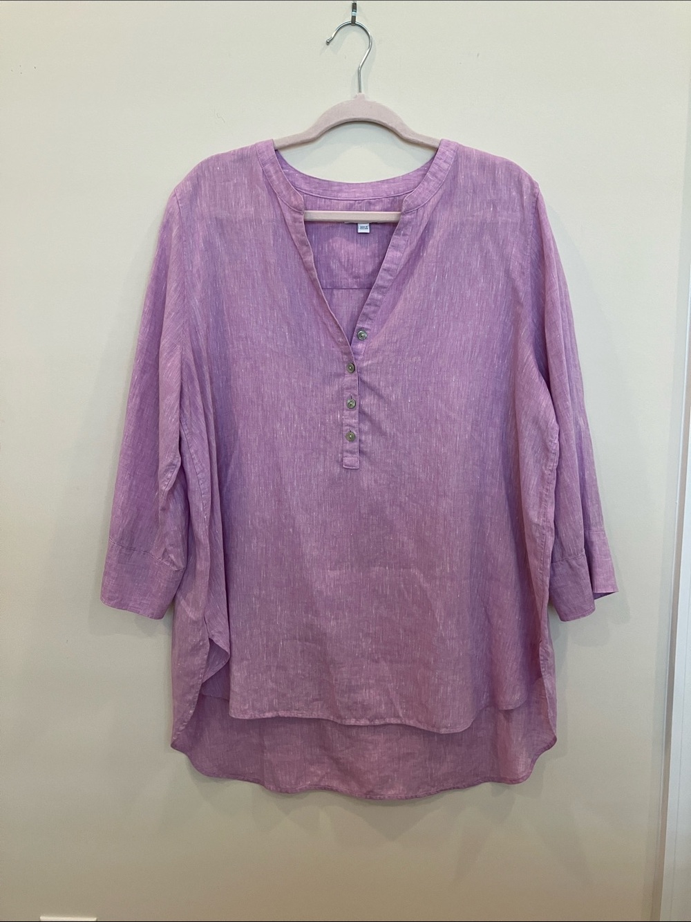 Chico's Lavender Henley Tunic with Button Placket